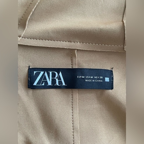 Zara faux suede zip up hooded jacket size M fall closet staple warm outdoors - Picture 8 of 9